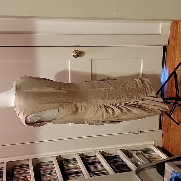 Allsaints Spitalfields Contour Dress in metallic Beige US 10 Japanese Cloth - Picture 8 of 13